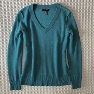 AQUA from Bloomingdale’s Cashmere Sweater Teal Long Sleeve V Neck S